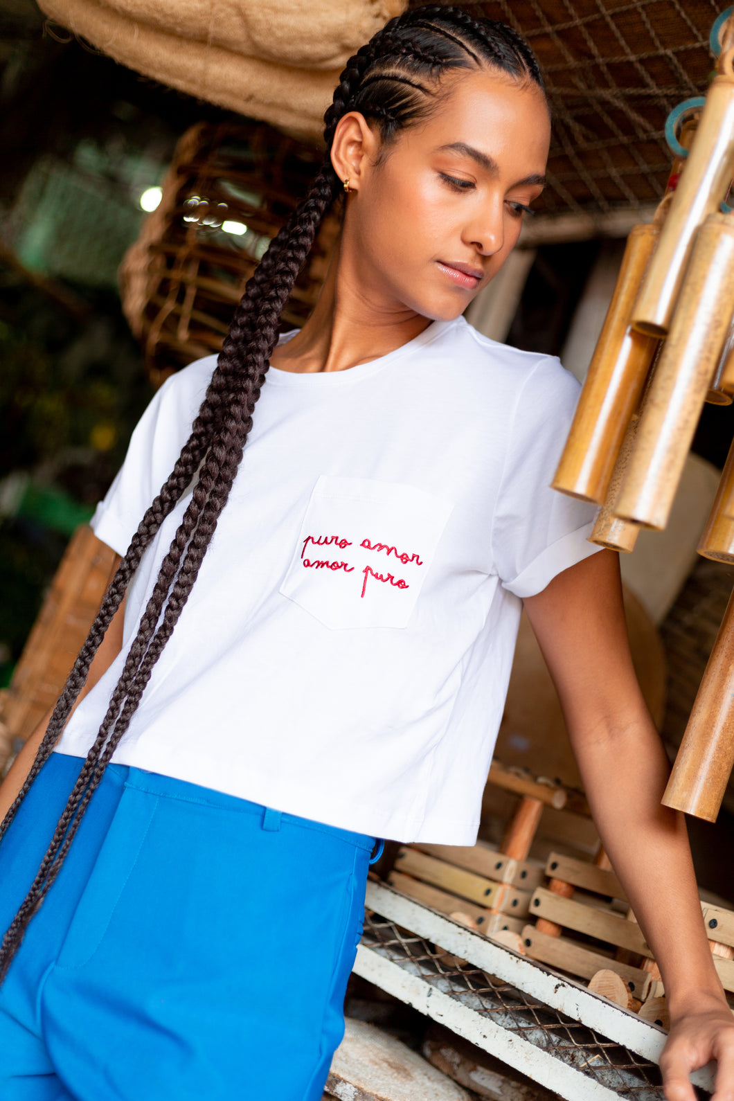 Puro Amor, Amor Puro Embroidered Cropped Tee
